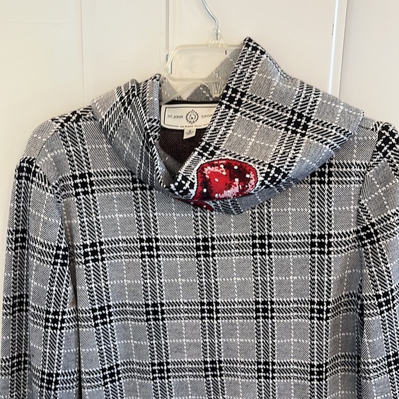 St. John Sport by Marie Gray Medium plaid ladybug knit long sleeve with scarf - Picture 8 of 11